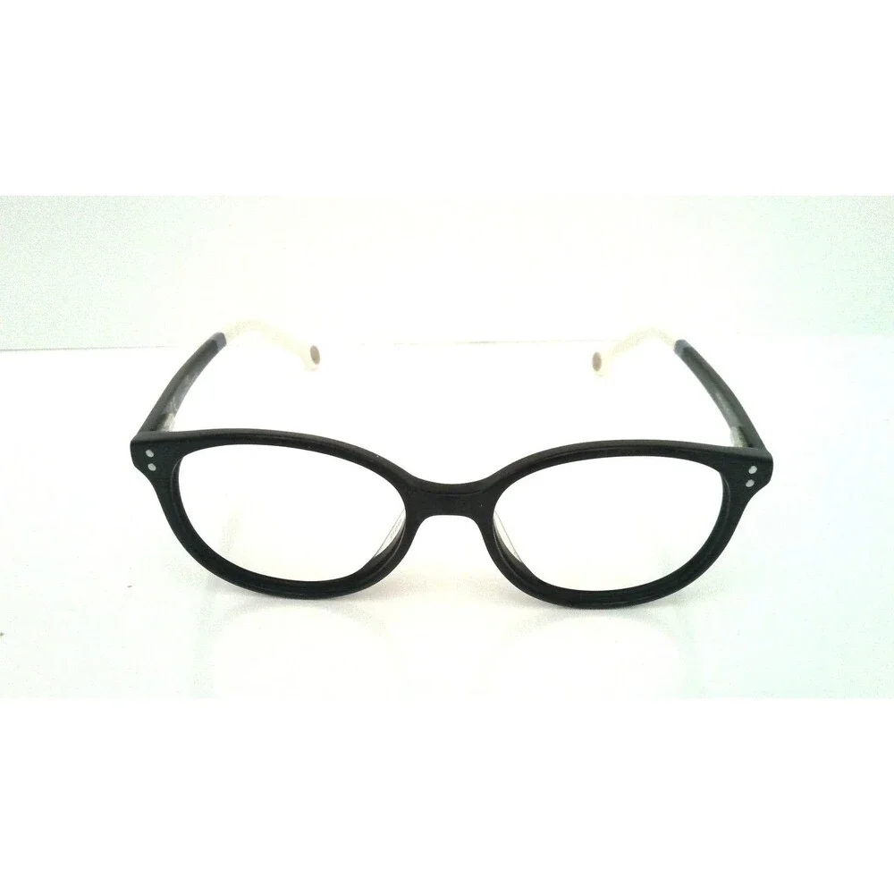 Carolina Herrera VHE612 Black & White Eyeglass Frames Women's Round Cat